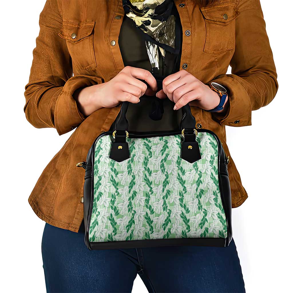 Hawaii Ti Leaf Maile Tuberose Lei Shoulder Handbag With Hanalei Leaf Green LT05 - Polynesian Pride