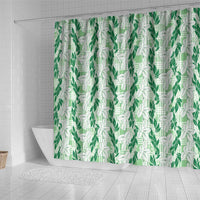 Hawaii Ti Leaf Maile Tuberose Lei Shower Curtain With Hanalei Leaf Green LT05 - Polynesian Pride