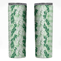 Hawaii Ti Leaf Maile Tuberose Lei Skinny Tumbler With Hanalei Leaf Green LT05 Green - Polynesian Pride