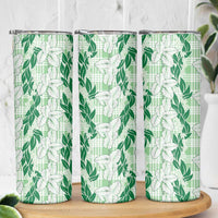 Hawaii Ti Leaf Maile Tuberose Lei Skinny Tumbler With Hanalei Leaf Green LT05 - Polynesian Pride