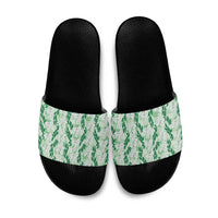 Hawaii Ti Leaf Maile Tuberose Lei Slide Sandals With Hanalei Leaf Green LT05 Green - Polynesian Pride