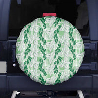 Hawaii Ti Leaf Maile Tuberose Lei Spare Tire Cover With Hanalei Leaf Green