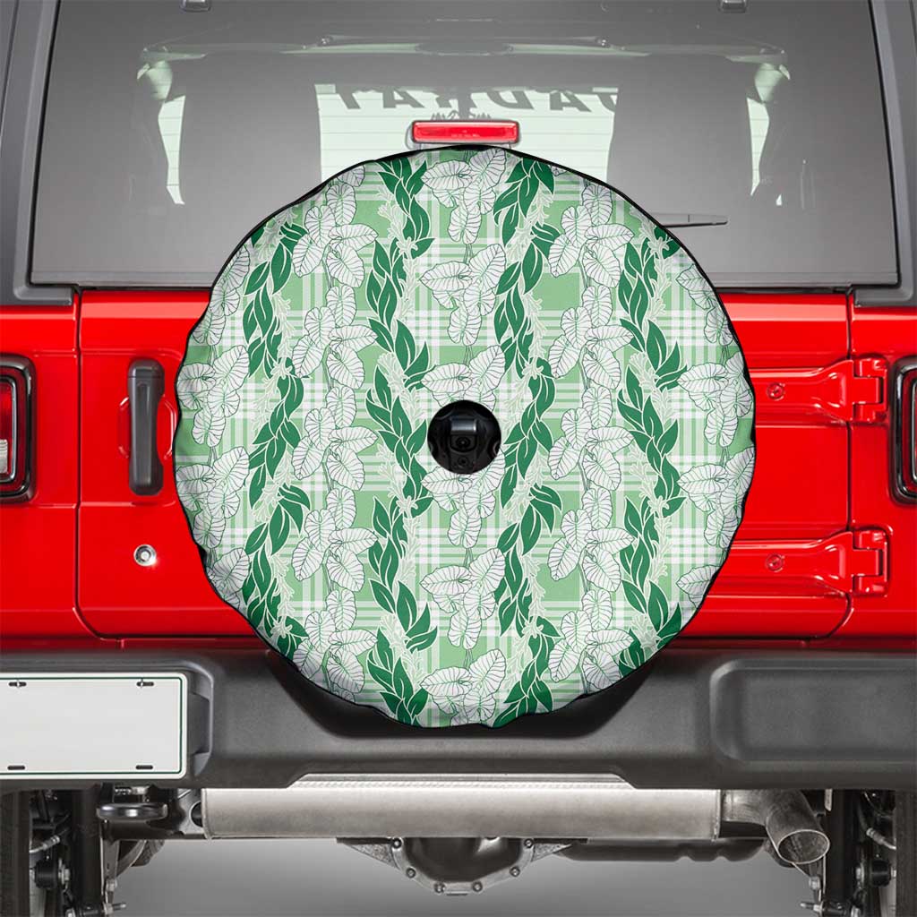 Hawaii Ti Leaf Maile Tuberose Lei Spare Tire Cover With Hanalei Leaf Green