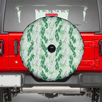 Hawaii Ti Leaf Maile Tuberose Lei Spare Tire Cover With Hanalei Leaf Green