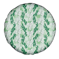 Hawaii Ti Leaf Maile Tuberose Lei Spare Tire Cover With Hanalei Leaf Green