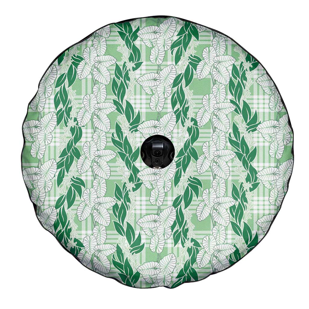 Hawaii Ti Leaf Maile Tuberose Lei Spare Tire Cover With Hanalei Leaf Green
