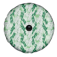 Hawaii Ti Leaf Maile Tuberose Lei Spare Tire Cover With Hanalei Leaf Green