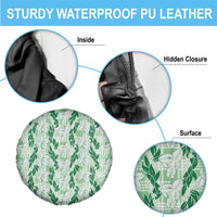 Hawaii Ti Leaf Maile Tuberose Lei Spare Tire Cover With Hanalei Leaf Green