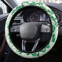 Hawaii Ti Leaf Maile Tuberose Lei Steering Wheel Cover With Hanalei Leaf Green LT05 - Polynesian Pride
