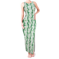 Hawaii Ti Leaf Maile Tuberose Lei Tank Maxi Dress With Hanalei Leaf Green LT05 Women Green - Polynesian Pride