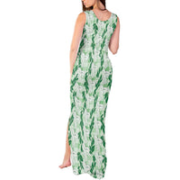 Hawaii Ti Leaf Maile Tuberose Lei Tank Maxi Dress With Hanalei Leaf Green LT05 - Polynesian Pride