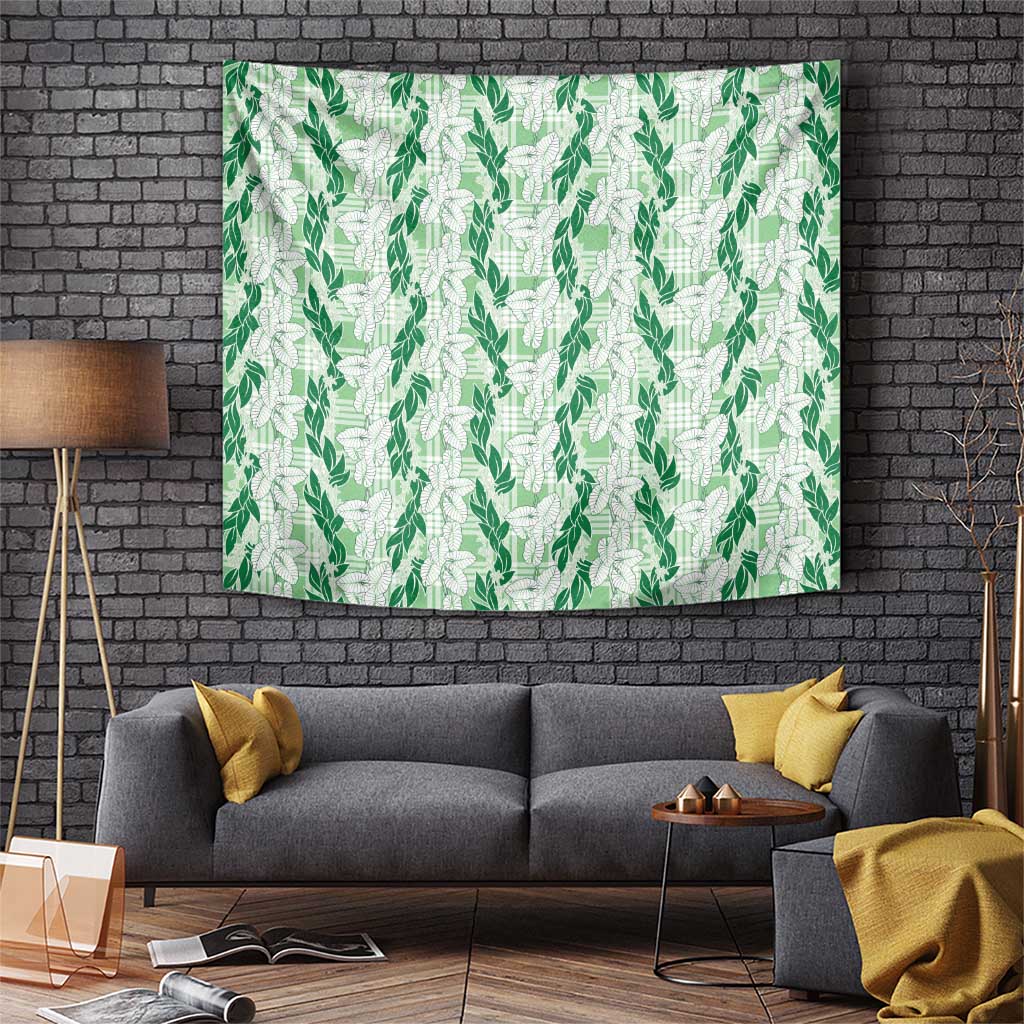 Hawaii Ti Leaf Maile Tuberose Lei Tapestry With Hanalei Leaf Green LT05 Green - Polynesian Pride