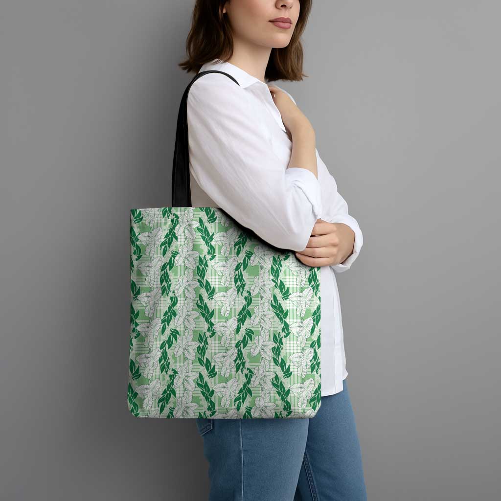 Hawaii Ti Leaf Maile Tuberose Lei Tote Bag With Hanalei Leaf Green LT05 - Polynesian Pride