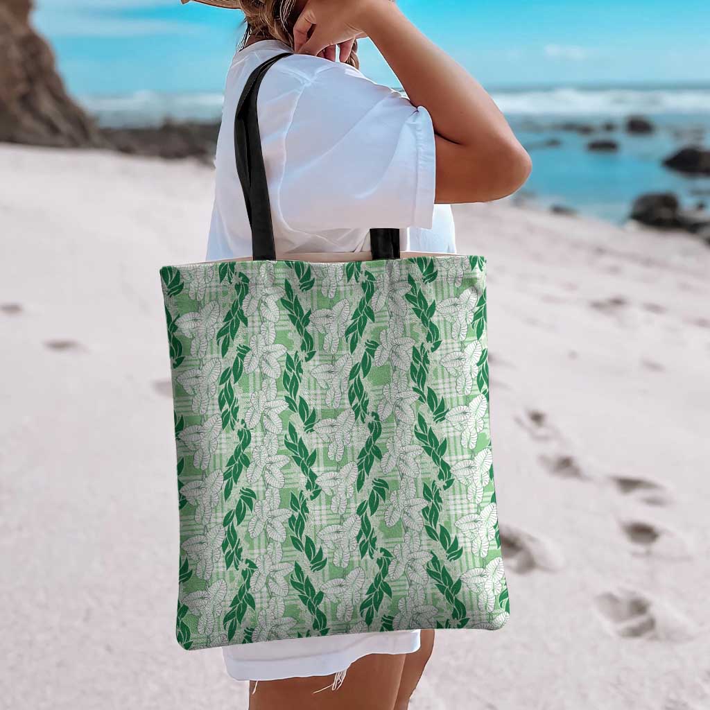 Hawaii Ti Leaf Maile Tuberose Lei Tote Bag With Hanalei Leaf Green LT05 - Polynesian Pride