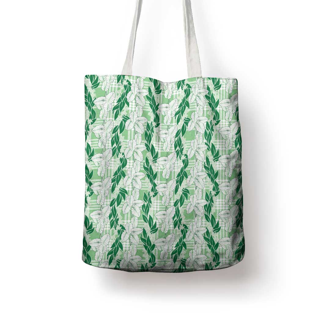 Hawaii Ti Leaf Maile Tuberose Lei Tote Bag With Hanalei Leaf Green LT05 - Polynesian Pride