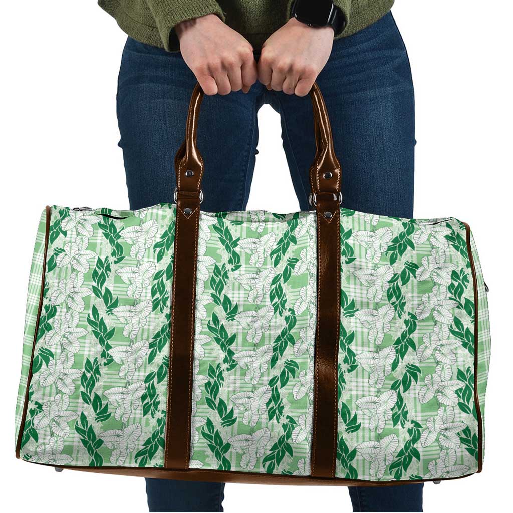 Hawaii Ti Leaf Maile Tuberose Lei Travel Bag With Hanalei Leaf Green LT05 Green - Polynesian Pride