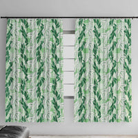 Hawaii Ti Leaf Maile Tuberose Lei Window Curtain With Hanalei Leaf Green LT05 With Hooks Green - Polynesian Pride