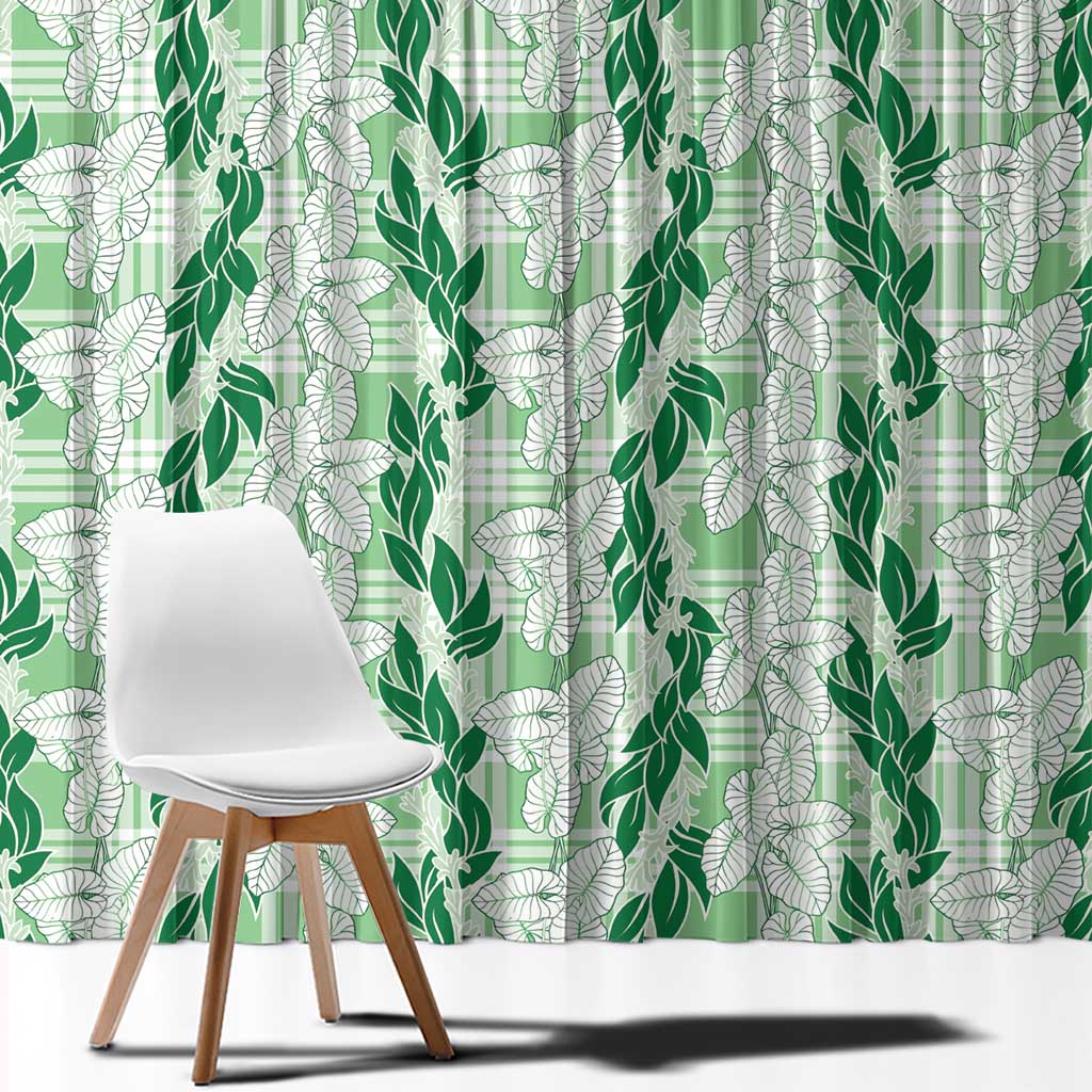 Hawaii Ti Leaf Maile Tuberose Lei Window Curtain With Hanalei Leaf Green LT05 - Polynesian Pride