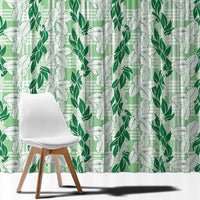 Hawaii Ti Leaf Maile Tuberose Lei Window Curtain With Hanalei Leaf Green LT05 - Polynesian Pride