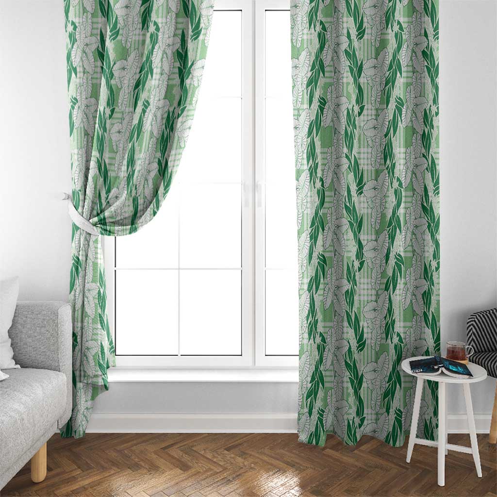 Hawaii Ti Leaf Maile Tuberose Lei Window Curtain With Hanalei Leaf Green LT05 - Polynesian Pride