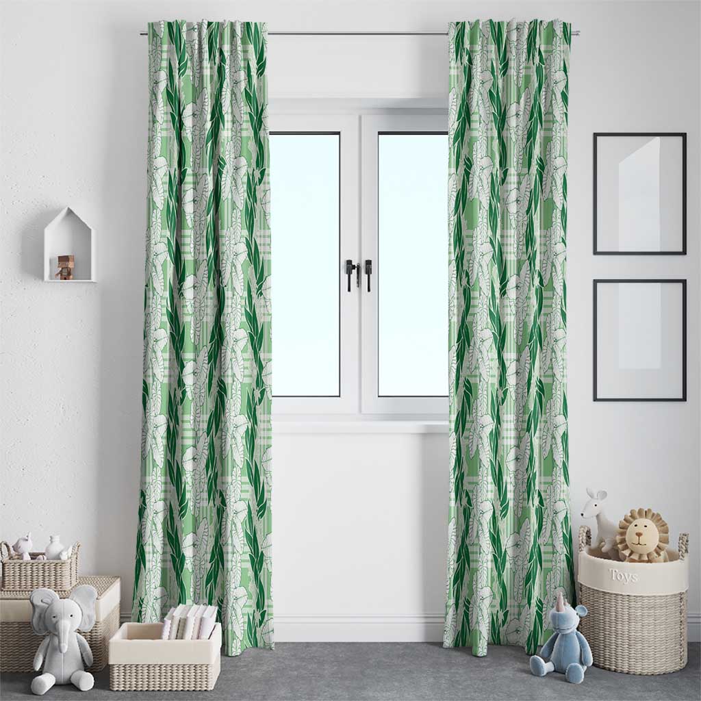 Hawaii Ti Leaf Maile Tuberose Lei Window Curtain With Hanalei Leaf Green LT05 - Polynesian Pride