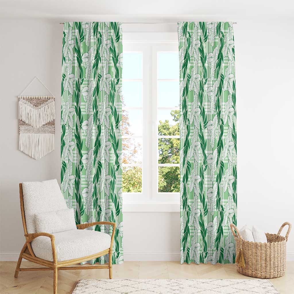 Hawaii Ti Leaf Maile Tuberose Lei Window Curtain With Hanalei Leaf Green LT05 - Polynesian Pride