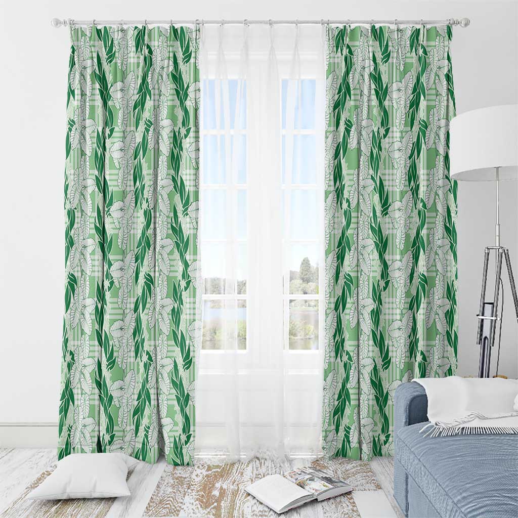 Hawaii Ti Leaf Maile Tuberose Lei Window Curtain With Hanalei Leaf Green LT05 - Polynesian Pride