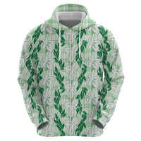 Hawaii Ti Leaf Maile Tuberose Lei Zip Hoodie With Hanalei Leaf Green LT05 - Polynesian Pride