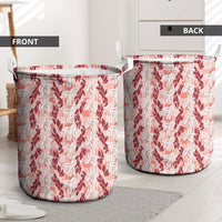 Hawaii Ti Leaf Maile Tuberose Lei Laundry Basket With Hanalei Leaf Red