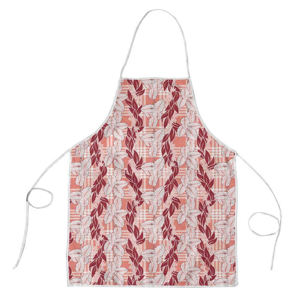 Hawaii Ti Leaf Maile Tuberose Lei Apron With Hanalei Leaf Red LT05 Red - Polynesian Pride