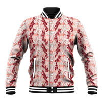 Hawaii Ti Leaf Maile Tuberose Lei Baseball Jacket With Hanalei Leaf Red LT05 Unisex Red - Polynesian Pride