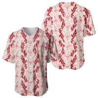 Hawaii Ti Leaf Maile Tuberose Lei Baseball Jersey With Hanalei Leaf Red LT05 - Polynesian Pride