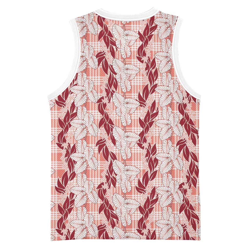 Hawaii Ti Leaf Maile Tuberose Lei Basketball Jersey With Hanalei Leaf Red LT05 - Polynesian Pride