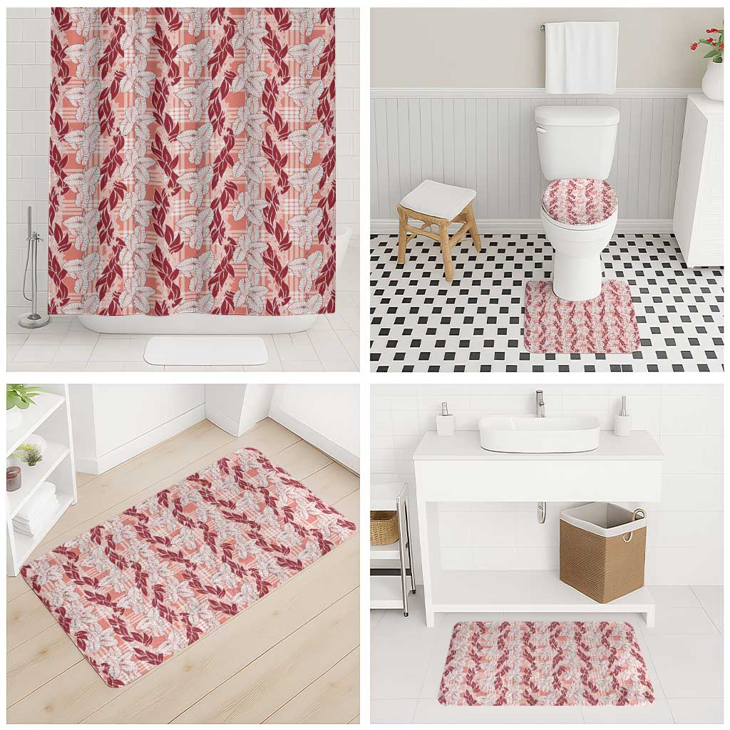 Hawaii Ti Leaf Maile Tuberose Lei Bathroom Set With Hanalei Leaf Red LT05 - Polynesian Pride