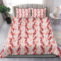 Hawaii Ti Leaf Maile Tuberose Lei Bedding Set With Hanalei Leaf Red LT05 - Polynesian Pride