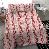 Hawaii Ti Leaf Maile Tuberose Lei Bedding Set With Hanalei Leaf Red LT05 - Polynesian Pride