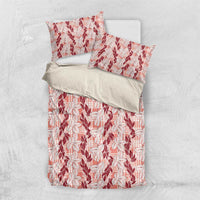 Hawaii Ti Leaf Maile Tuberose Lei Bedding Set With Hanalei Leaf Red LT05 US Twin 172cm x 218cm Red - Polynesian Pride