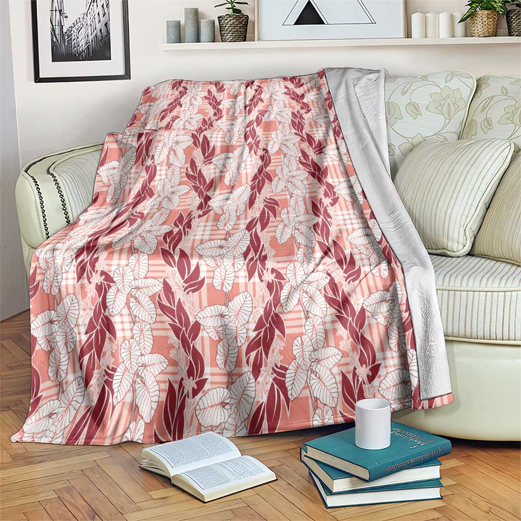 Hawaii Ti Leaf Maile Tuberose Lei Blanket With Hanalei Leaf Red LT05 Red - Polynesian Pride