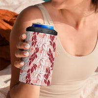 Hawaii Ti Leaf Maile Tuberose Lei 4 in 1 Can Cooler Tumbler With Hanalei Leaf Red LT05 - Polynesian Pride