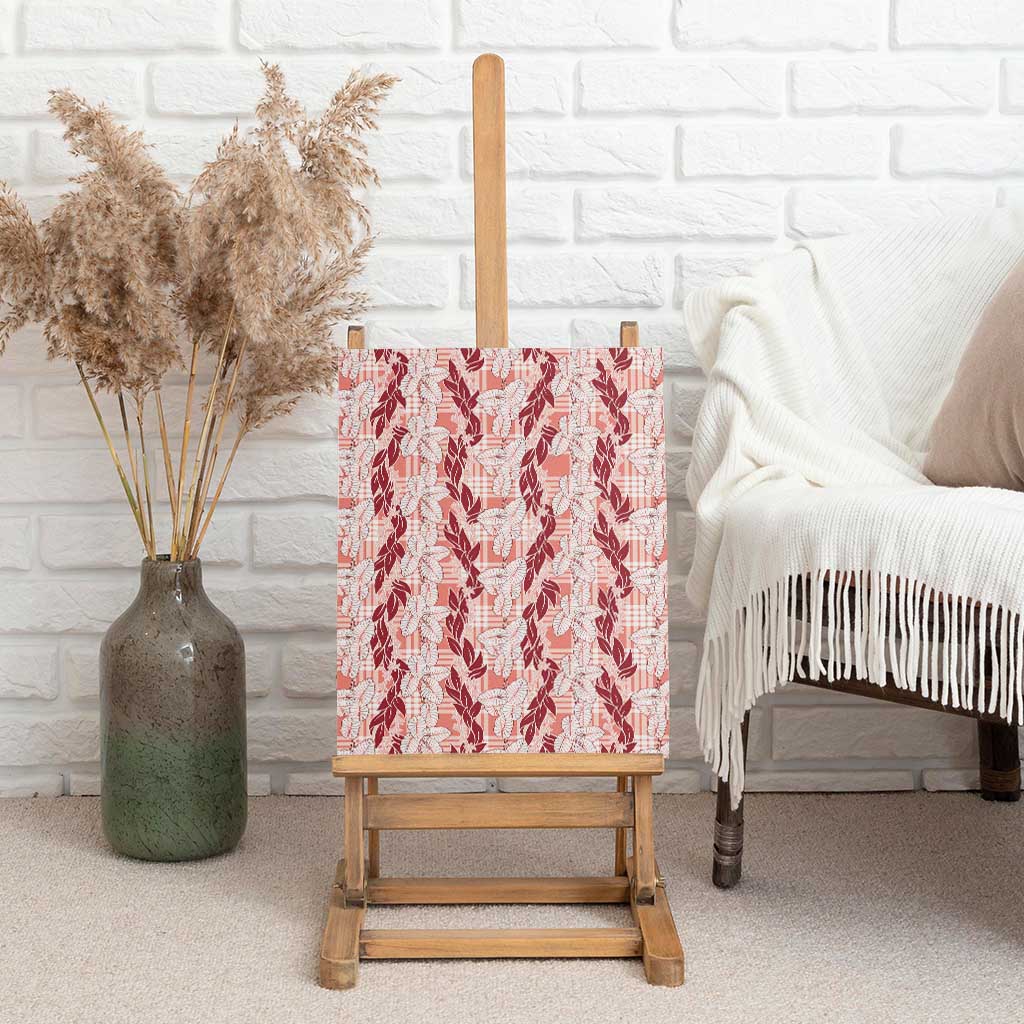 Hawaii Ti Leaf Maile Tuberose Lei Canvas Wall Art With Hanalei Leaf Red LT05 - Polynesian Pride