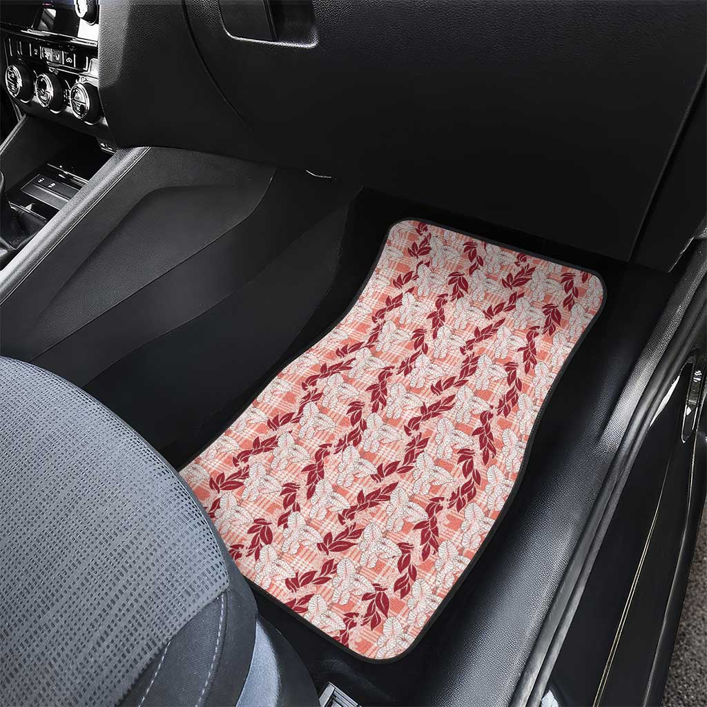 Hawaii Ti Leaf Maile Tuberose Lei Car Mats With Hanalei Leaf Red LT05 - Polynesian Pride