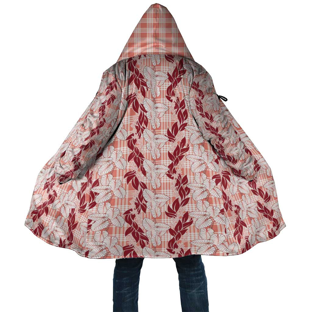 Hawaii Ti Leaf Maile Tuberose Lei Cloak With Hanalei Leaf Red LT05 Unisex Red - Polynesian Pride