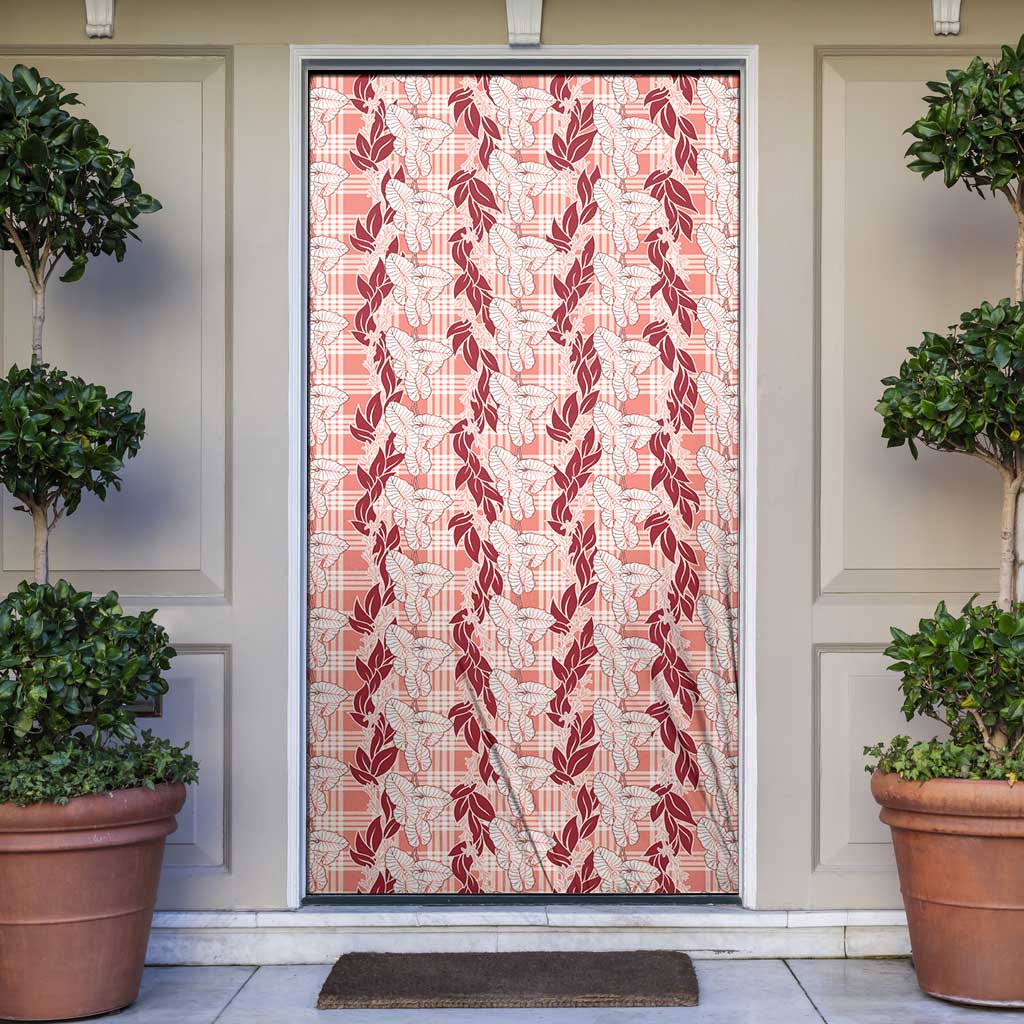 Hawaii Ti Leaf Maile Tuberose Lei Door Cover With Hanalei Leaf Red LT05 Red - Polynesian Pride