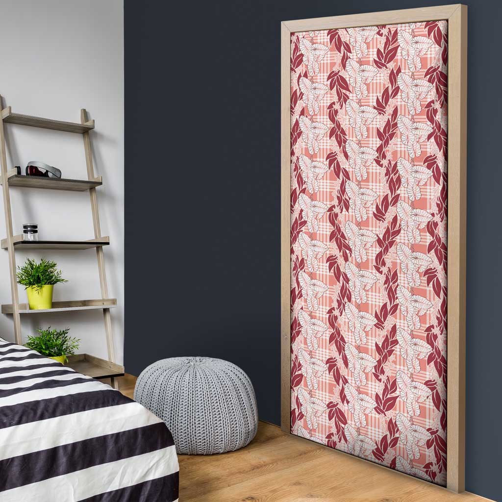 Hawaii Ti Leaf Maile Tuberose Lei Door Cover With Hanalei Leaf Red LT05 - Polynesian Pride