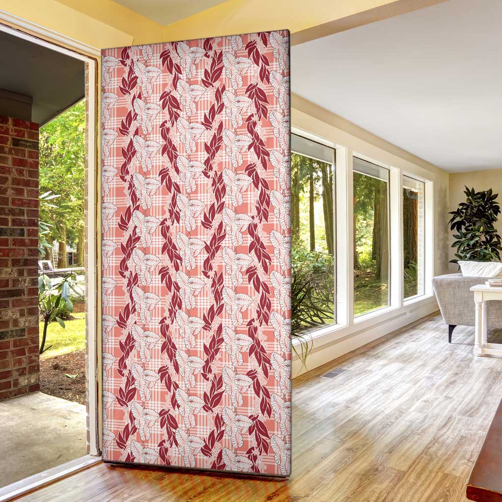 Hawaii Ti Leaf Maile Tuberose Lei Door Cover With Hanalei Leaf Red LT05 - Polynesian Pride
