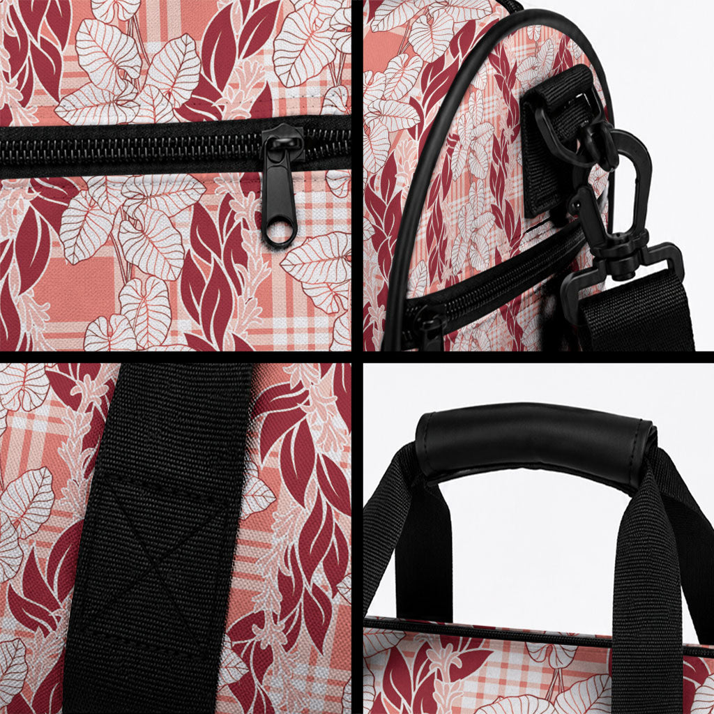 Hawaii Ti Leaf Maile Tuberose Lei Duffle Bag With Hanalei Leaf Red LT05 - Polynesian Pride