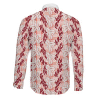 Hawaii Ti Leaf Maile Tuberose Lei Family Matching Short Sleeve Bodycon Dress and Hawaiian Shirt With Hanalei Leaf Red