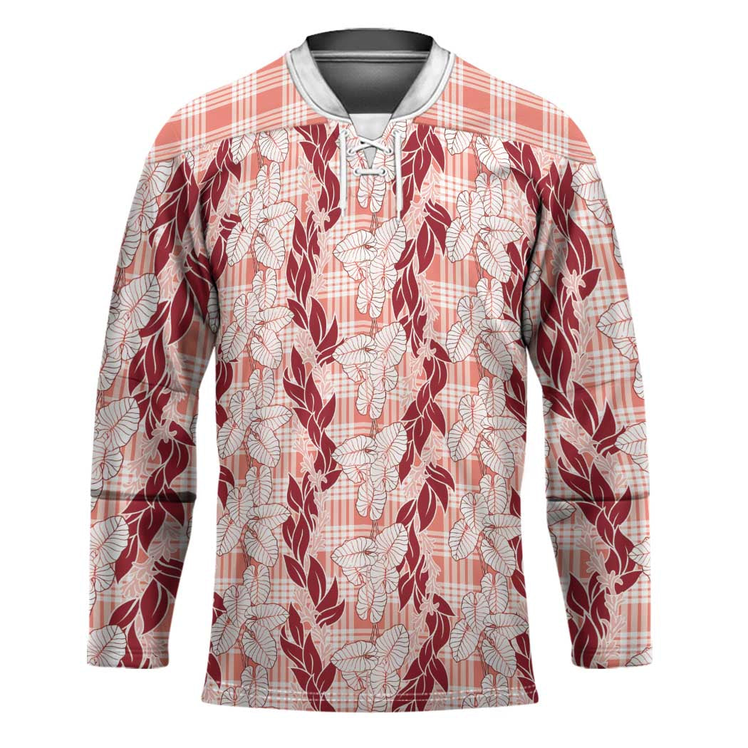 Hawaii Ti Leaf Maile Tuberose Lei Hockey Jersey With Hanalei Leaf Red LT05 Unisex Red - Polynesian Pride
