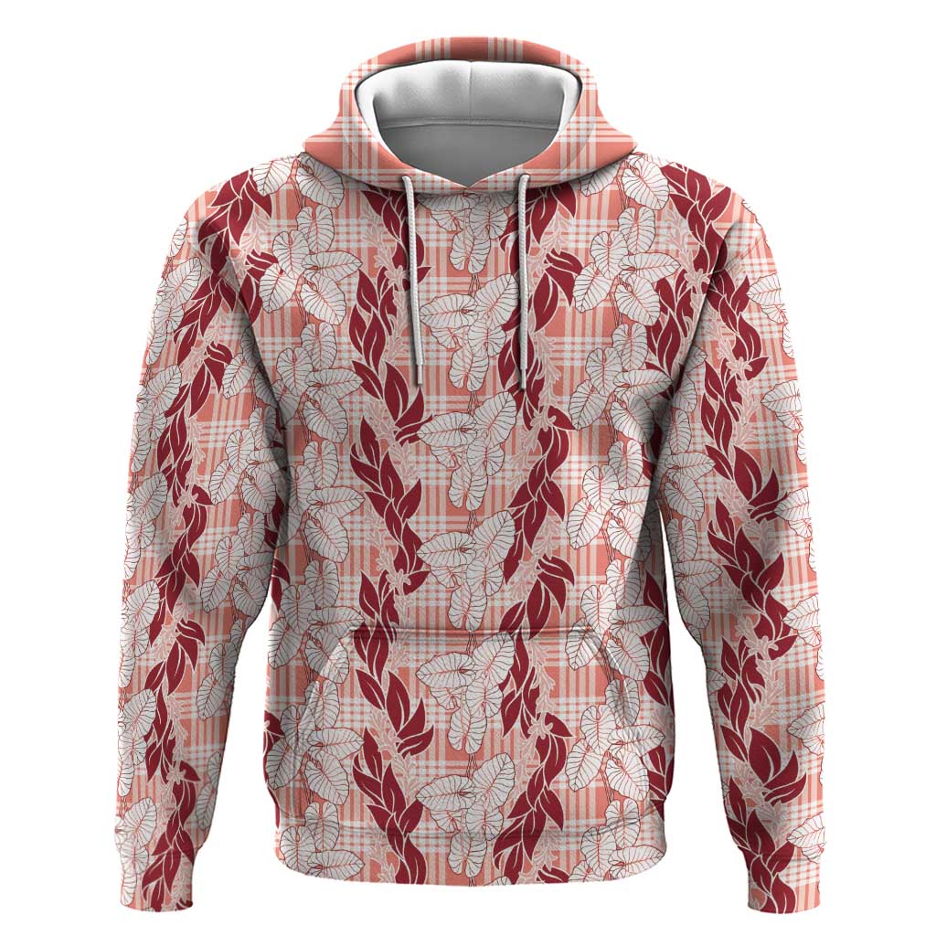 Hawaii Ti Leaf Maile Tuberose Lei Hoodie With Hanalei Leaf Red LT05 Pullover Hoodie Red - Polynesian Pride