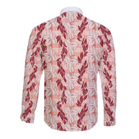 Hawaii Ti Leaf Maile Tuberose Lei Long Sleeve Button Shirt With Hanalei Leaf Red